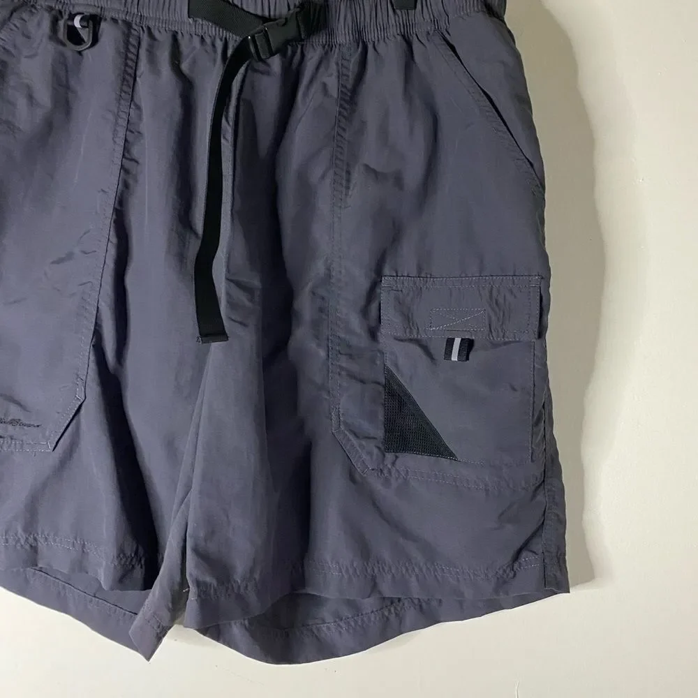 Eddie Bauer Gray Adjustable Waist Belted Shorts Size XL
